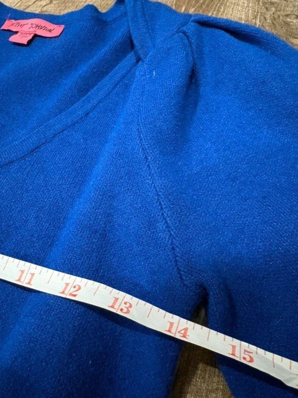 Betsey Johnson Royal Blue Knit Puff Sleeve Midi Sweater Dress with Belt Size S - Picture 2 of 8